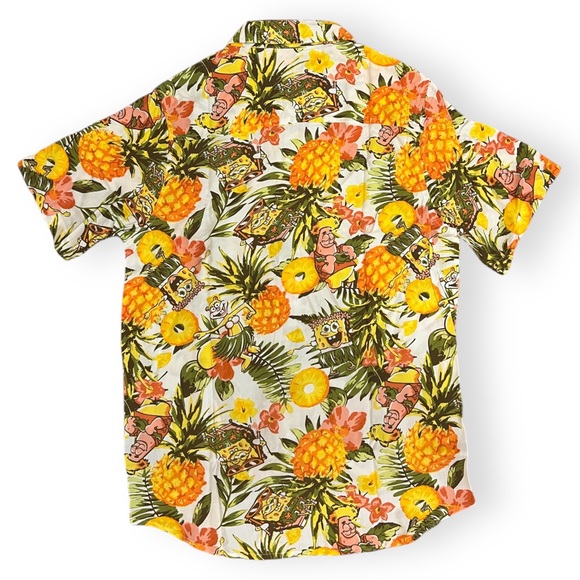 NWT Boys Nickelodeon SpongeBob SquarePants Hawaiian Large Button Up Shirt Youth - Picture 2 of 7